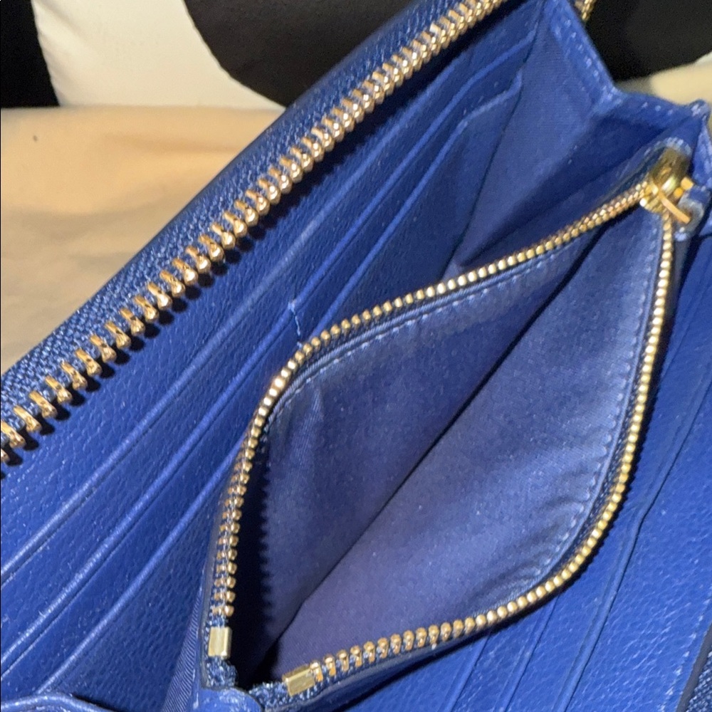 Tory Burch Royal Blue Leather Zip Continental Wallet - Picture 8 of 11